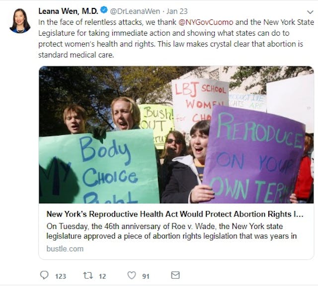 Planned Parenthood president celebrates RHA NY (Image: Twitter) Image: Planned Parenthood president celebrates RHA NY (Image: Twitter)