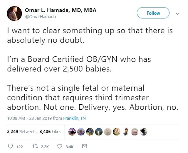 Dr. Omar L Hamada MD on abortion (Image: Twitter) Image: Dr. Omar L Hamada MD on abortion (Image: Twitter)