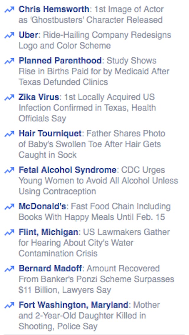 Image via screenshot of Facebook Thursday morning. Image via screenshot of Facebook Thursday morning.