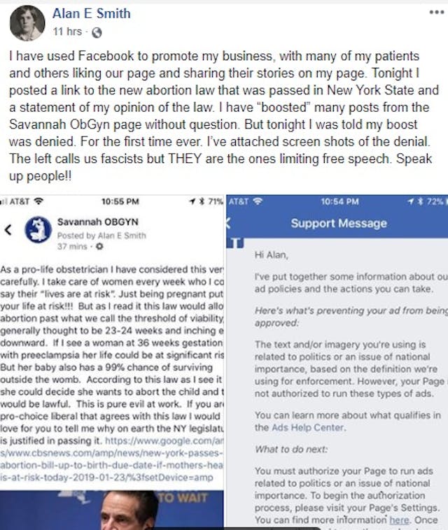 Dr. Allen E Smith on NY abortion law FB Jan 2019 Image: Dr. Allen E Smith on NY abortion law FB Jan 2019