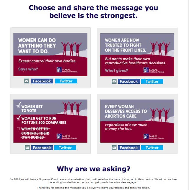 NARAL’s new slogans NARAL's new slogans.