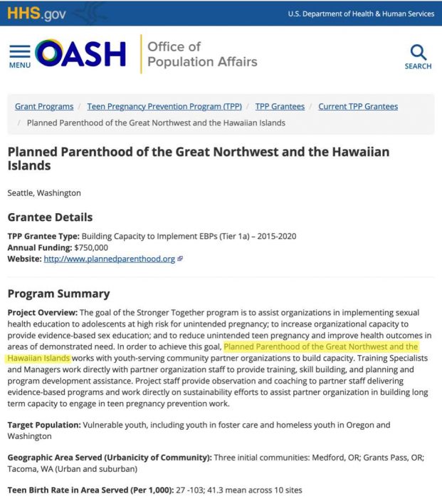 PP of the Great Northwest OPA grantee (sex ed)