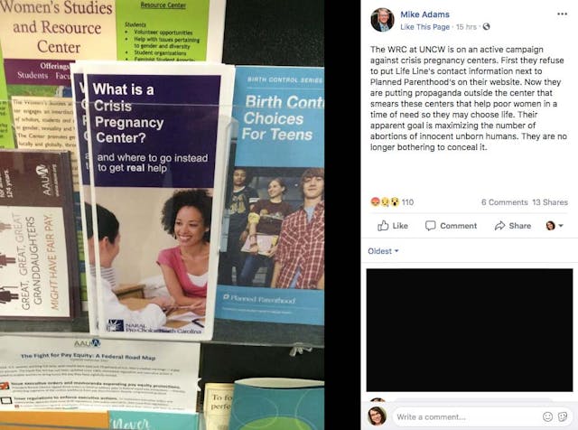 Mike Adams Facebook post pregnancy center