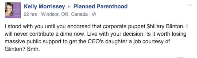 Clinton, Planned Parenthood, endorsement, conflict of interest