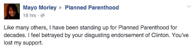 Planned Parenthood, Clinton, endorsement, disgusting