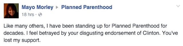 Planned Parenthood, Clinton, endorsement, disgusting