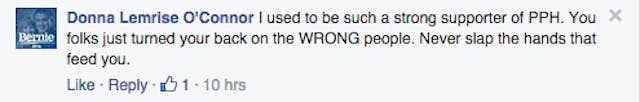 Planned Parenthood, supporter, slap hands feed you