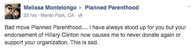 Planned Parenthood, Clinton, bad move, donations