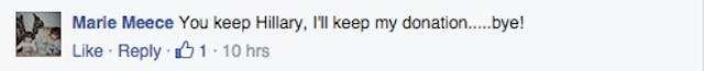 You keep Hillary, I'll keep my donation, Planned Parenthood