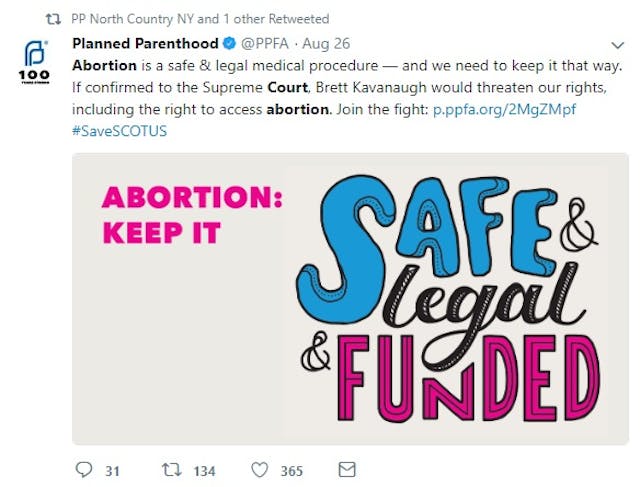 Image: Planned Parenthood tweet to keep abortion safe and legal with SCOTUS (Image credit: PPFA on Twitter)