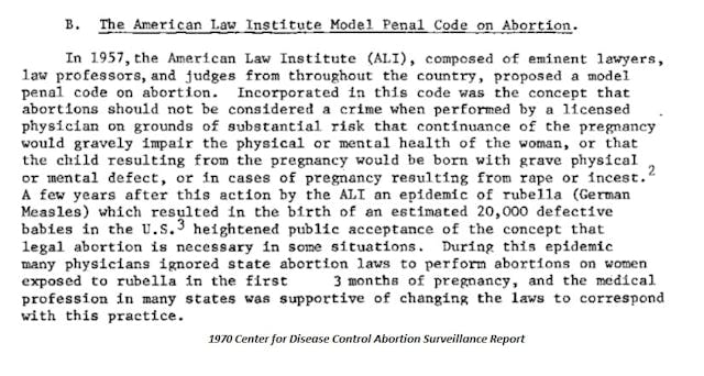 American Law Institute (ALI) model penal code on abortion from CDC IMAGE: American Law Institute (ALI) model penal code on abortion from CDC