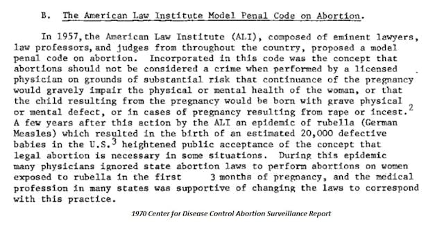 IMAGE: American Law Institute (ALI) model penal code on abortion from CDC