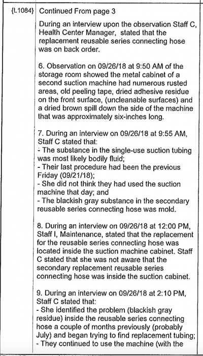 Planned Parenthood inspection