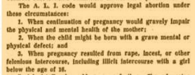 American Law Institute, Model Penal Code on Abortion (Image: Chicago Tribune, 1966) Image ALI Abortion Code