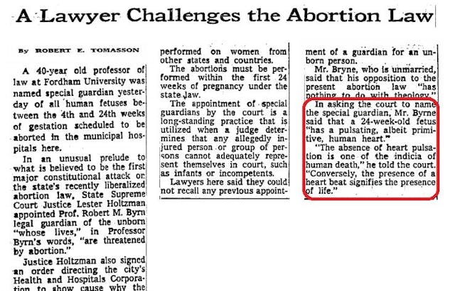 Robert M Byrn challenges NY abortion (Image credit: NYT 12/4/1971) Image: Robert M Byrn challenges NY abortion (Image credit: NYT 12/4/1971)