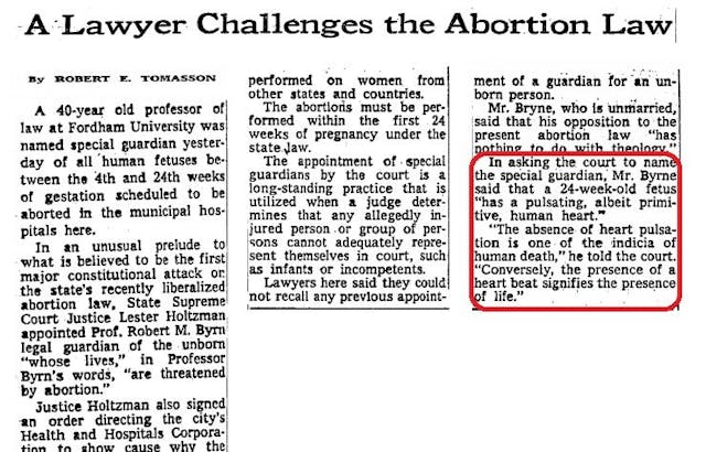 Image: Robert M Byrn challenges NY abortion (Image credit: NYT 12/4/1971)