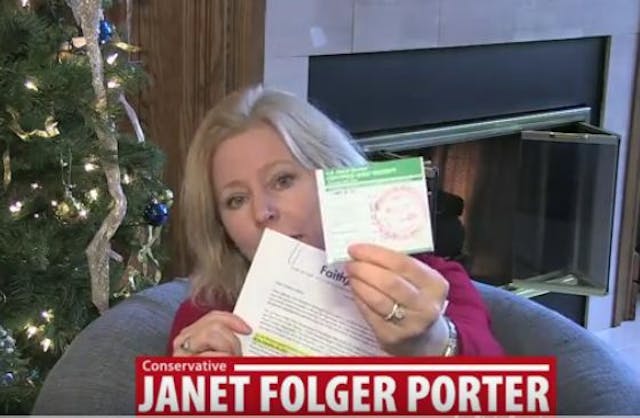 Porter holds certified receipt of letter she delivered to her opponent