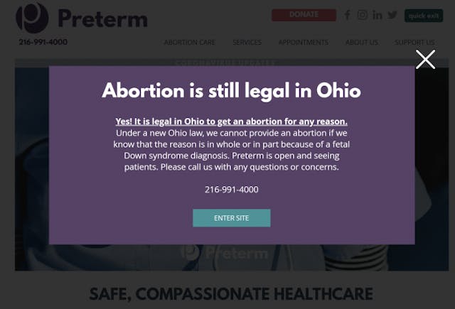 Abortion center appears to attempt end run around Down syndrome abortion ban image