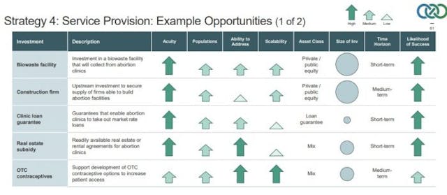 Reproductive Health Investors Alliance strategy 1 of 2 Image: Reproductive Health Investors Alliance abortion clinic strategy 1 of 2