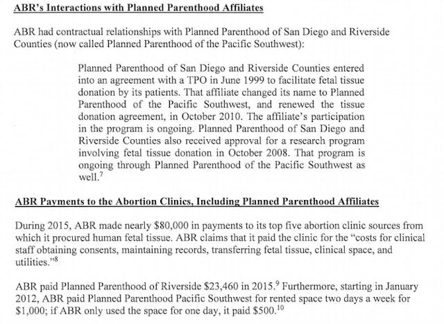 Image: ABRs interactions with Planned Parenthood fetal tissue