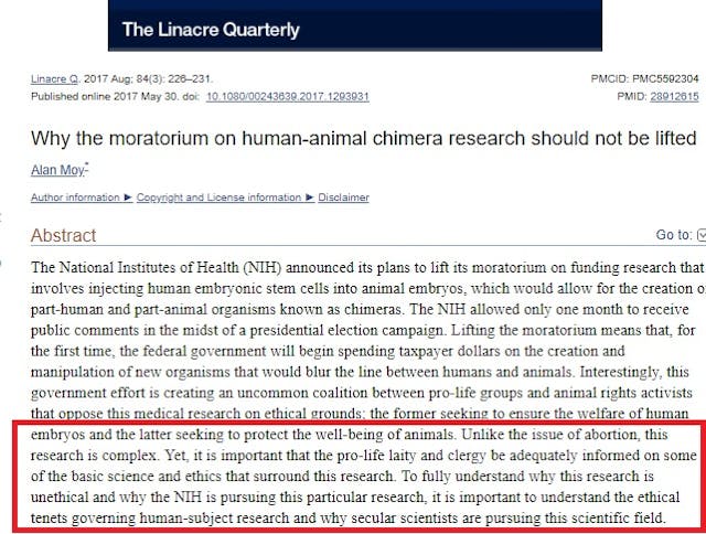 Objection to animal human chimera research Image: Objection to animal human chimera research