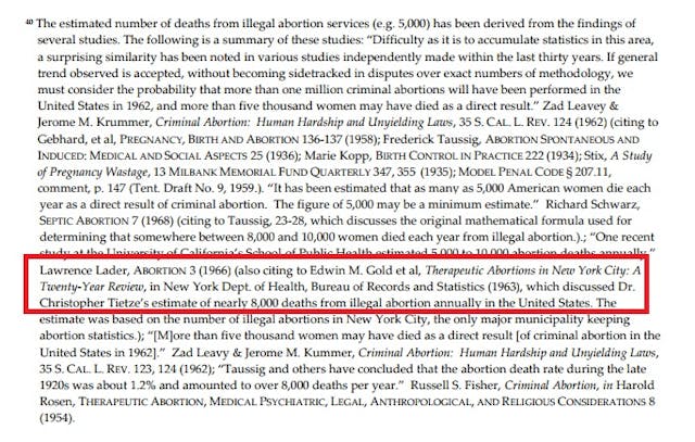 NARAL Footnotes on illegal abortion deaths Pro-abortion professor testifies against Heartbeat Bill using bogus, debunked abortion statistics image