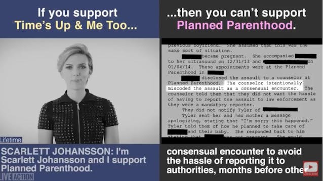 Scarlett Johansson supports Planned Parenthood even though they return sexual abuse victims to abusers Image: Scarlett Johansson supports Planned Parenthood even though they return sexual abuse victims to abusers