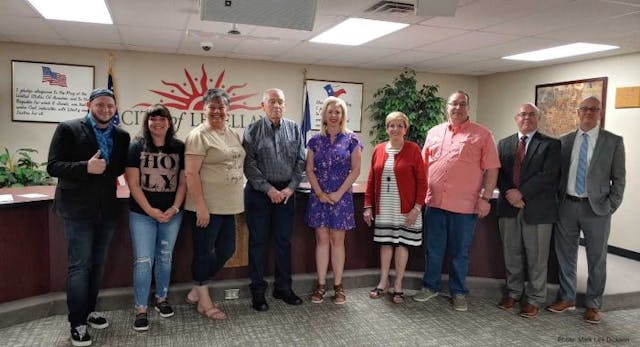 Right To Life of East Texas Director Mark Lee Dickson, Levelland Resident Kati Morris, Councilwoman Mary Engledow, Councilman Jim Myatt, Councilwoman Breann Buxkemper, Mayor Barbra Pinner, Councilman Michael Stueart, City Attorney Matt Wade, and City Manager Erik Rejino (Photo: Mark Lee Dickson) Texas city of Levelland becomes 30th in nation to outlaw abortion image