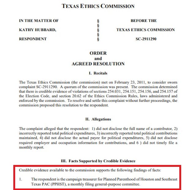 Texas Elections against Kathy Hubbard treasurer Planned Parenthood of Houston and Southeast Texas PAC IMage: Texas Elections against Kathy Hubbard treasurer Planned Parenthood of Houston and Southeast Texas PAC