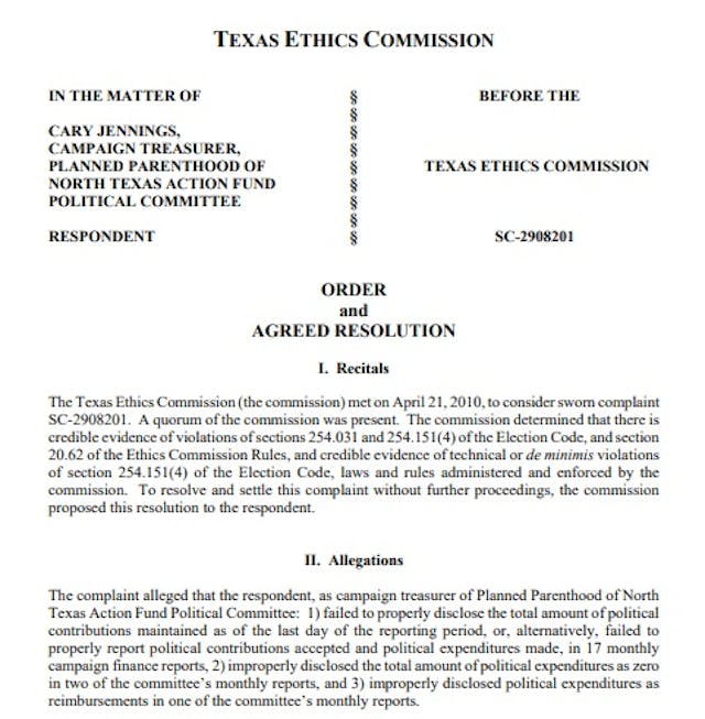 Texas Elections against Cary Jennings treasurer Planned Parenthood of North Texas Action Fund Political Committee Image: Texas Elections against Cary Jennings treasurer Planned Parenthood of North Texas Action Fund Political Committee