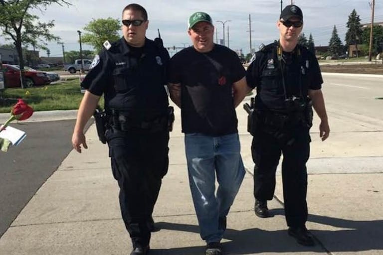 Image: Pro-life activist arrested for violating Michigan judge's order (Image credit: Lynn Mills Facebook page)