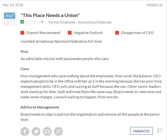 NAF GlassDoor review March 2018 form union Image: NAF GlassDoor review March 2018 form union