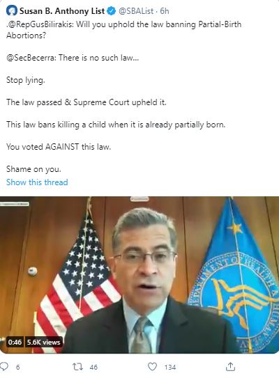 Biden’s HHS Secretary Xavier Becerra: Partial-birth abortion ‘protects life’ image