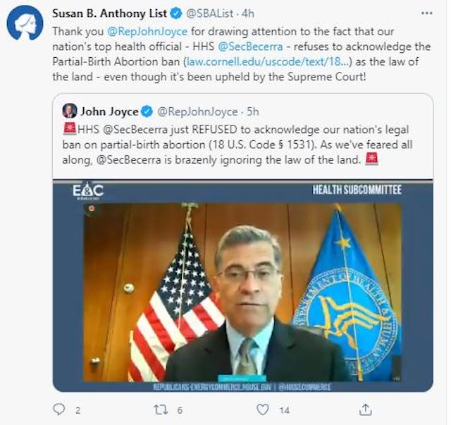 Biden’s HHS Secretary Xavier Becerra: Partial-birth abortion ‘protects life’ image