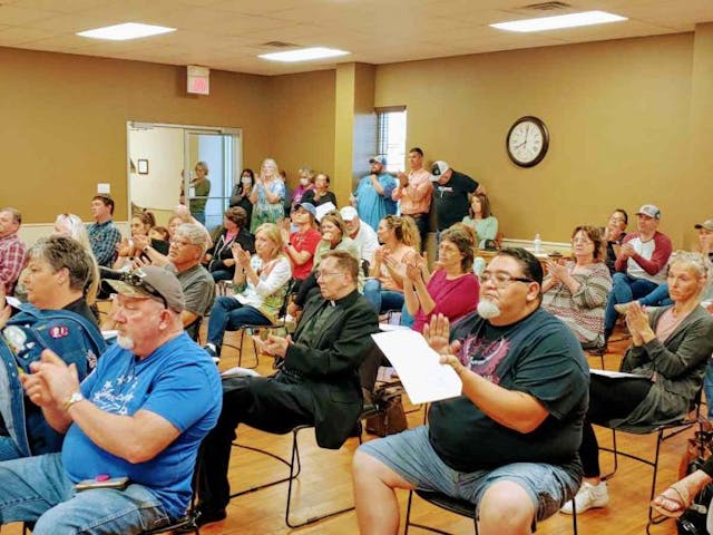 The people of Abernathy rally together in a packed city council meeting over the possibility of the City of Abernathy passing an ordinance outlawing abortion. (Photo: Mark Lee Dickson)