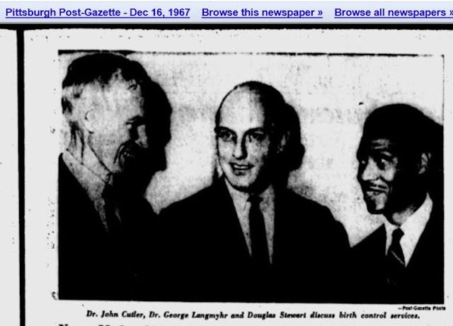 John C Cutler Planned Parenthood board members George Langmyhr and Douglas Stewart (Image Post Gazette, 1967) Image: John C Cutler Planned Parenthood board members George Langmyhr and Douglas Stewart (Image Post Gazette, 1967)