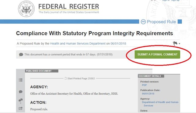 June 2018 TitleX Proposed Rule Comment Federal Registry Image: June 2018 TitleX Proposed Rule Comment Federal Registry
