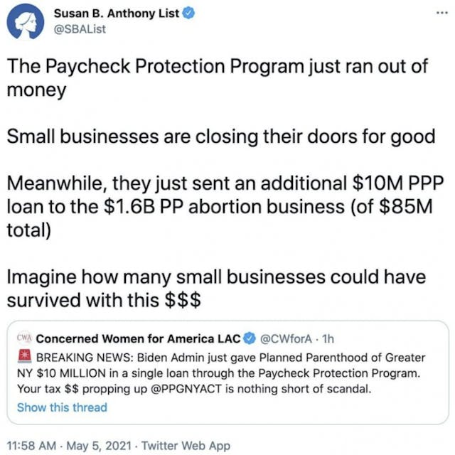 Biden-Harris admin gives scandal-plagued NY Planned Parenthood affiliate $10M in PPP loans image