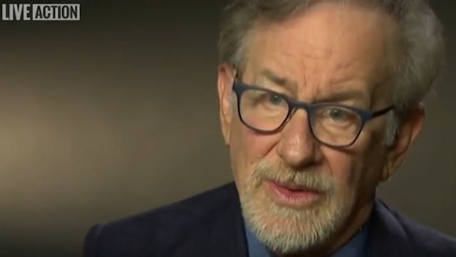 Steven Spielberg (Image: Screen shot from Aiding Abusers video published by Live Action) Image: Steven Spielberg in Aiding Abusers video from Live Action