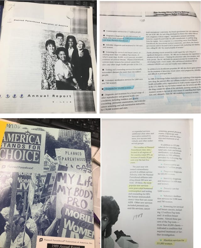Planned Parenthood prenatal clients v abortion 1988 and 1989 Image: Planned Parenthood prenatal clients v abortion 1988 and 1989