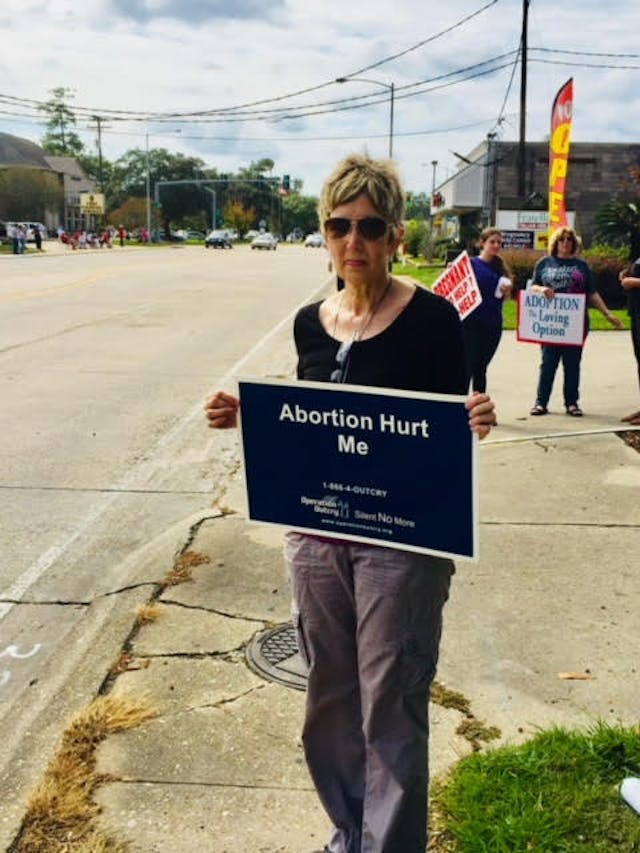 Cindy Collins pro-life advocate on streets in Louisiana Image of Cindy Collins