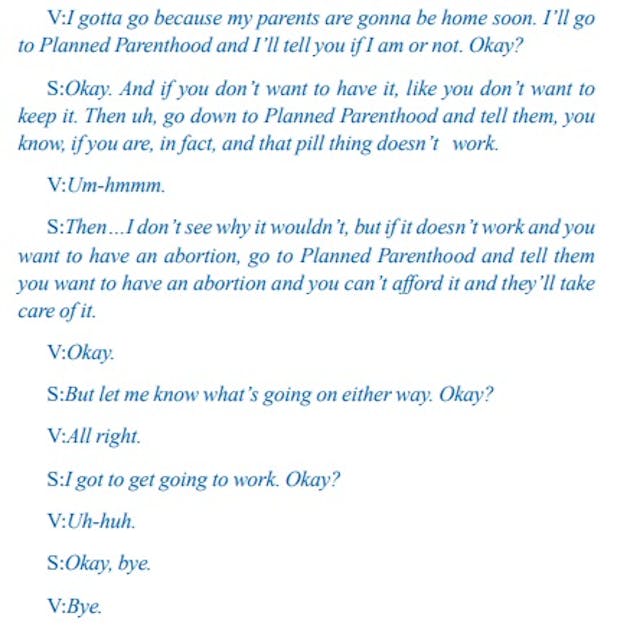 Predator coaches sexual abuse victim to get abortion at Planned Parenthood Image: transcript Predator coaches sexual abuse victim to get abortion at Planned Parenthood