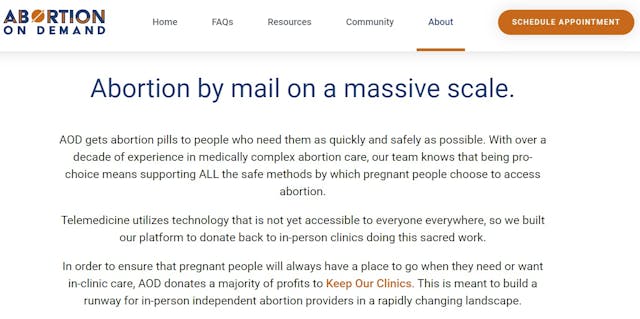 Abortion on Demand virtual online abortion pill dispensary Image: Abortion on Demand virtual online abortion pill dispensary