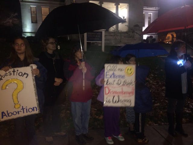 Pro-life activists at the NARAL event. Photo courtesy of Peter Wolfgang. Pro-life activists at the NARAL event. Photo courtesy of Peter Wolfgang.