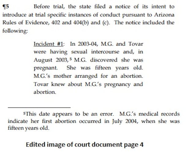 Sexual abuse victim taken for abortion Image of Court Document