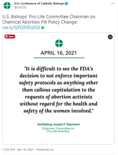USCCB chair: Mail-order abortion pill is ‘dangerous,’ shows lack of care for women image