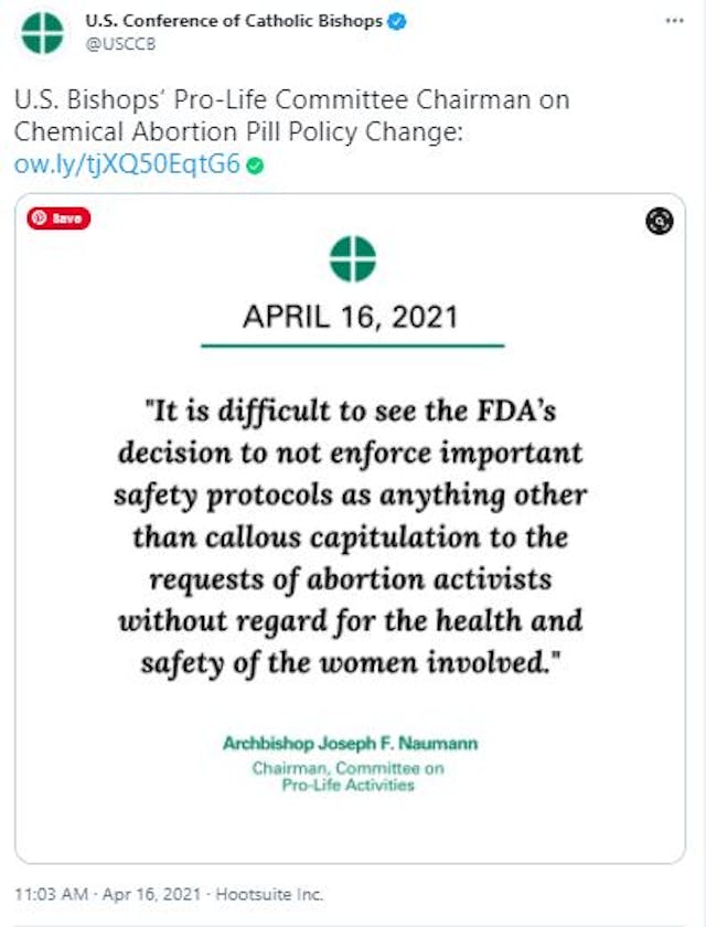 USCCB chair: Mail-order abortion pill is ‘dangerous,’ shows lack of care for women image