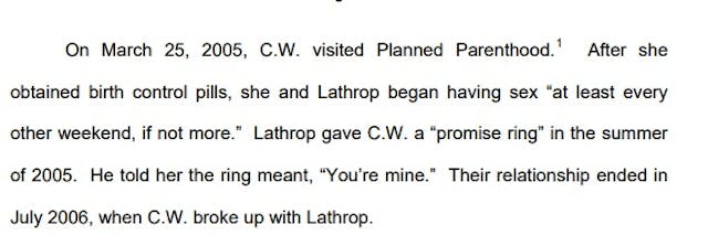 Image: court record Ritchie Lathrop sexual assault victim goes to Planned Parenthood