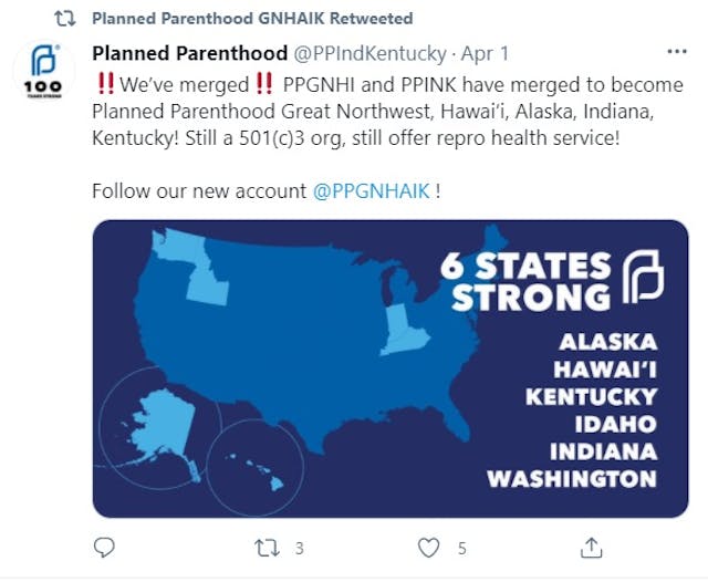 Planned Parenthood merger creates PPGNHIK (Image: Twitter) Image: Planned Parenthood merger creates PPGNHIK (Image: Twitter)