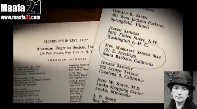 Planned Parenthood founder Margaret Sanger a member of the American Eugenics Society (image credit Maafa21) population control, planned parenthood